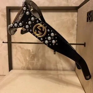 GUCCI  Sunglasses Mask Black Pearl Gold GUCCI ARIA 1062 Black Gold 003 Narrow Mask Sunglasses  main image 3
